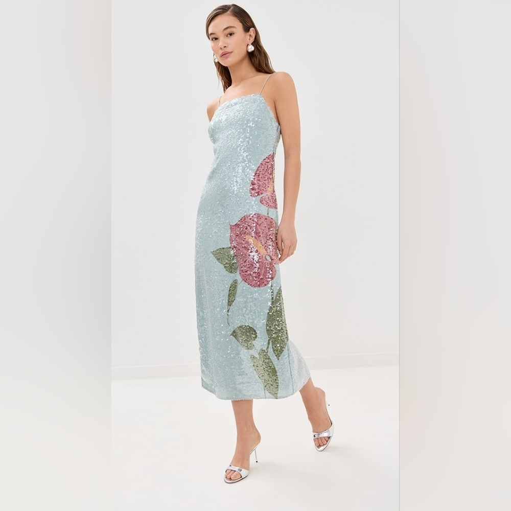 FARM Rio Anthurium Sequined Slip Dress NWT Sz M